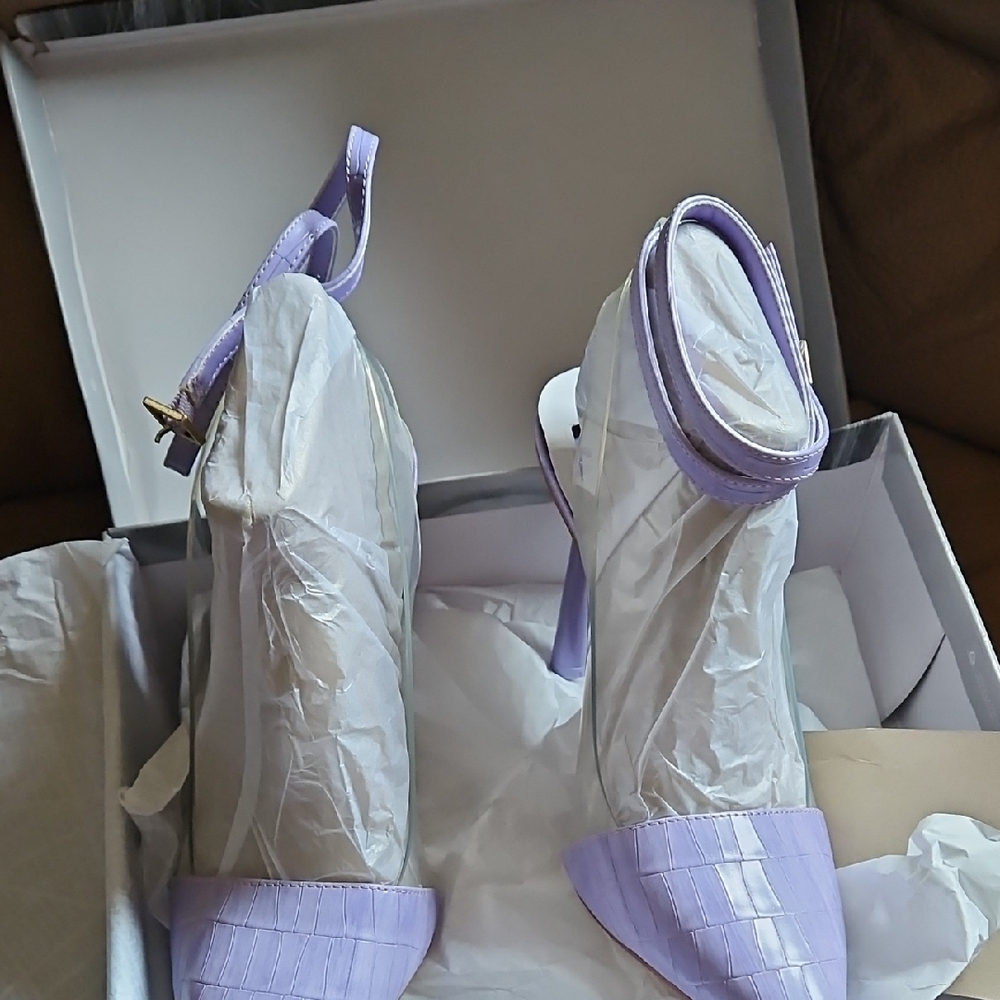 Jennifer Lopez Lilac Pointed-Toe Ankle-Strap High Heels